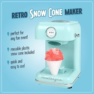 Nostalgia Snow Cone Shaved Ice Machine - Retro Table-Top Slushie Machine - Includes 1 Reusable Plastic Cup - Aqua