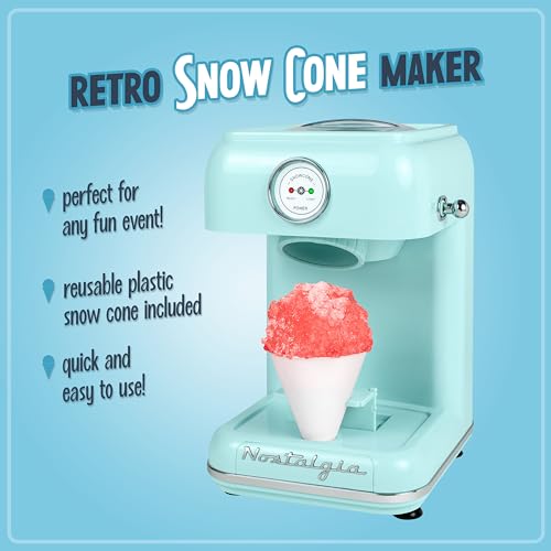 Nostalgia Snow Cone Shaved Ice Machine - Retro Table-Top Slushie Machine - Includes 1 Reusable Plastic Cup - Aqua by Nostalgia - Used condition - US$23.94