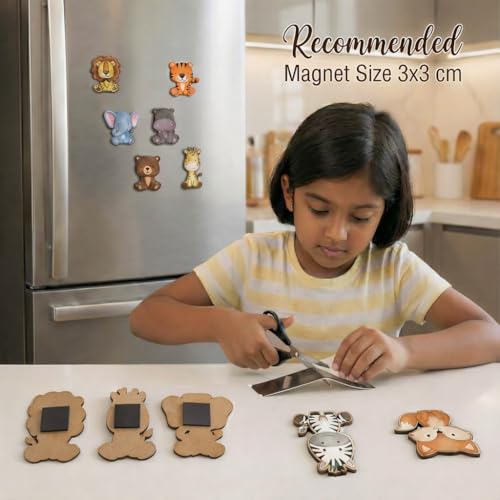 Image of ImagiVibe DIY Paint Your Own 8 Cute Animal Cutouts Fridge Magnets Kit for Kids | Craft Activity Kit Creative Fridge Magnet Painting Art | Encourages Imagination, Creativity & Screen-Free Fun | Made in India (Animal)