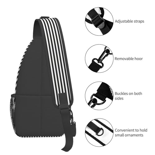 Mochila Urbana Negra con Rayas en Blanco y Negro miniatura 5