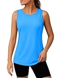 TACVASEN Womens Sun Protection Workout Tank Tops Sleeveless Running Athletic Shirts UPF 80+ Yoga Gym Sport Tank Top Azure L