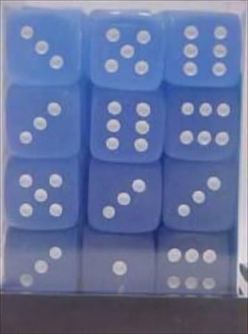 Chessex Manufacturing 27806 12 mm Frosted Blue With White Numbers D6 Dice Set Of 36