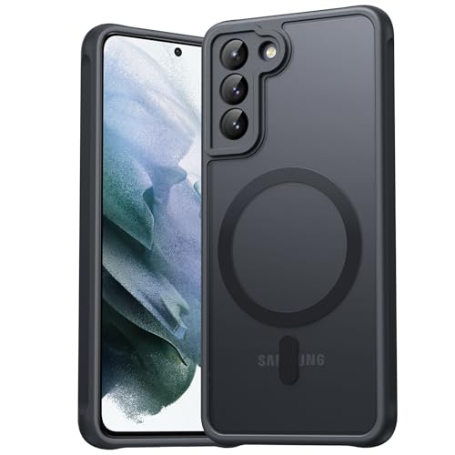 EASDNB für Samsung Galaxy S21 Hülle für Magsafe Magnetisch Handyhülle für Samsung S21 Hülle Kameraschutz Stoßfeste Kratzfeste Durchscheinende Schutzhülle für Galaxy S21 Case Schwarz