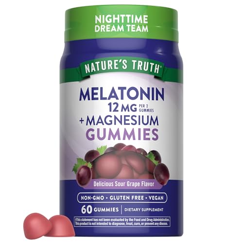 Natures Truth Melatonin 12mg with Magnesium Gummies | 60 Count