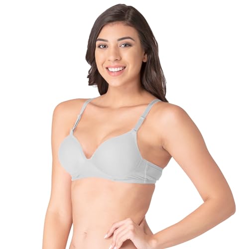 Image of Komli - Heavily Padded Push-Up Bra - Cotton Rich - Balconette - 3 /4th Coverage, Seamless, Wireless, Multiway Straps - T-Shirt Bra