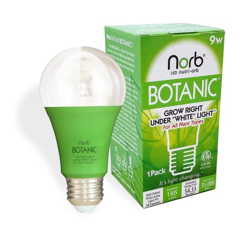 NorbBOTANIC A19 LED Grow Light – Full-Spectrum 9W Plant Light,