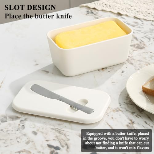 Butter Dish with Lid for Countertop and Refrigerator Door Shelf, ReaNea Plastic Butter Holder Tray Container with Butter Knife, Easy Scoop Dishwasher Safe - Image 5