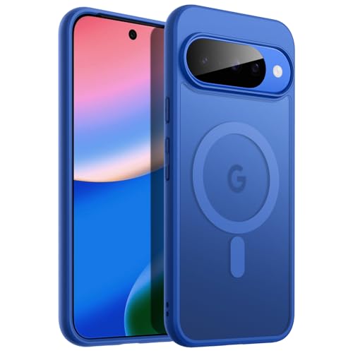 Image of JETech Magnetic Cover Case for Google Pixel 10 /10 Pro 2025, Compatible with MagSafe and Pixelsnap Charger, Translucent Matte Back Shockproof Phone Cover (Indigo)