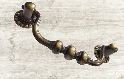 Universal Hardware Vintage Brass Drawer Handle Solid Cabinet Drop Swan Neck Handles Old Brass 470, Bronze - Image 4