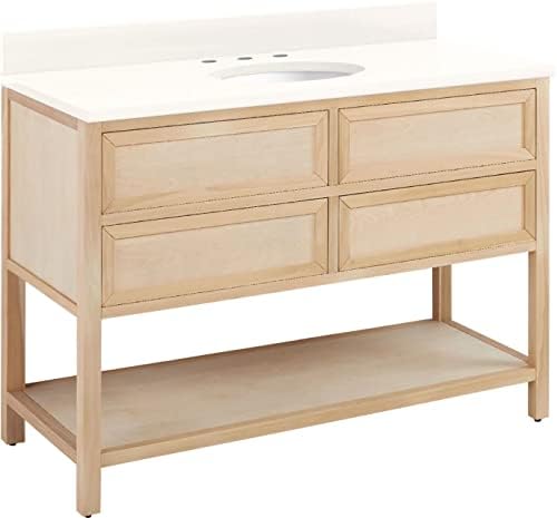 Signature Hardware 483616 Robertson 48" Single Vanity Cabinet Set with Wood Cabinet, Vanity Top and Oval Undermount Sink - 8" Faucet Holes - Unfinished/Artic White