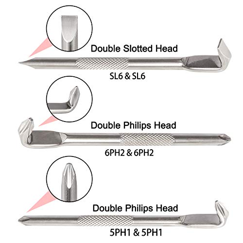 Tonsiki 3 Pieces Double Head Offset Magnetic Screwdriver Set, L - type Screwdriver with Philips Head and Flathead Slotted Head