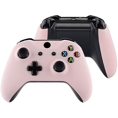 eXtremeRate Front Housing Shell + Side Rails Handles for Xbox One Controller (Model 1708), Cherry Blossoms Pink Replacement Faceplate Parts with Back Panels for Xbox One X & One S Controller