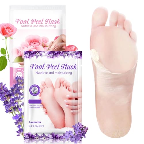 nailgeler 2 Pares Mascarilla Pies Exfoliante, Máscara Pies Peeling, Quitar Piel Muerta y Callos, Pedicura para Pies para Mujeres y Hombres (Morado)