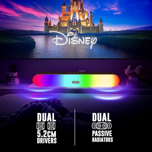 Image of BERTH Venero SB75 16W Bluetooth Soundbar | 2.0 Channel | 2000 mAh Battery | BT v5.3 | TWS Pairing | Dual Passive Radiators | AUX /FM /TF | RGB Lights | Up to 7 H Playtime | Wireless Bluetooth Speaker