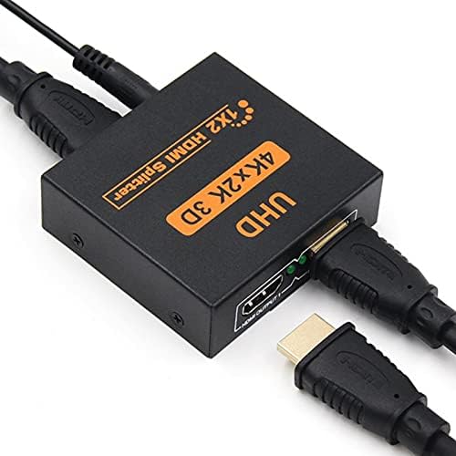 Yiany HDMI Splitter 1 in 2 Out 4K 3D 1080P HDMI Distributor Adapter 1 to 2 Way Box Hub Cable for PS4, Xbox, LED, LCD, DVD, Player, HDTV, Projectors, Support Two TVs at The Same Time