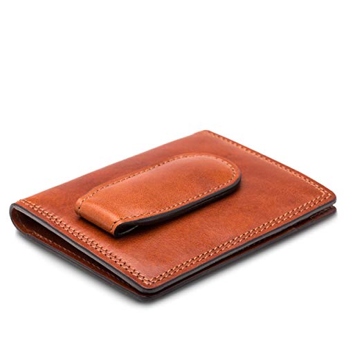 Bosca Men's Wallet, Dolce Leather Front Pocket Bifold Wallet with Magnetic Clip, Amber3