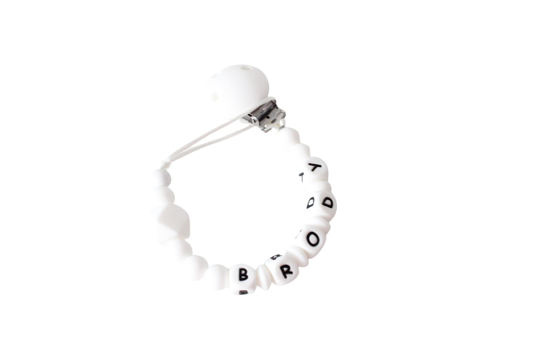 Personalised silicone Dummy Clip white