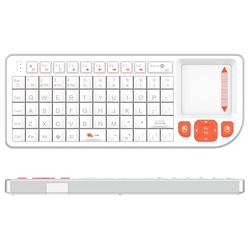 Miritz Mini Keyboard with Touchpad, Mini Bluetooth Keyboard, Ultra-Compact Portable for IT Professionals, Field Service Technicians, Home Theater PC & Multi-Device Travel - Durable &Reliable, White