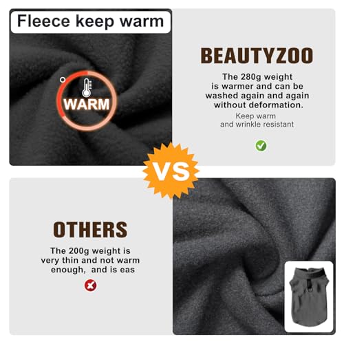 BEAUTYZOO Fleeceweste für Hunde – Winterjacke mit Kapuze und D-Ring für Leine – Warmes Mantelchen für kleine und mittelgroße Hunde