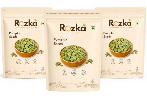 Image of ROZKA Pumpkin Seeds | 600g | AAA Grade, High Protein & Rich in Magnesium | Snacking, Salads & Keto Diet (3x 200g)