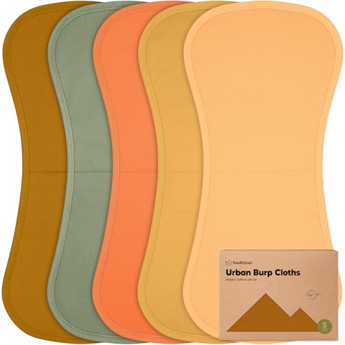Image of Organic Burp Cloths Baby Boy & Girl - 5-Pack Super Absorbent Cotton Burping Cloths for Babies, Soft & Plush Newborn Spit Up Rags, Infant Towels for Milk Spit Up, Unisex, Large 21" x 10" (Phase)