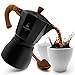 Schwarzwald Spirit Espressokocher Induktion/Gasherd/Elektro geeignet - Espresso Kocher für 6 Tassen - Aluminium Espressokanne Mokkakanne - Camping Kaffeekocher - Inkl. 2 Espressotassen - Schwarz