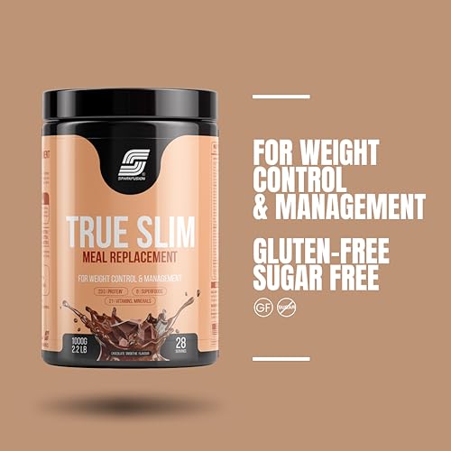 Sparkfusion True Slim Protein Powder Meal Replacement Shake | For Weight Control And Management | With 8 Ayurvedic Superfood | Sugar Free | For Men and Women (1000 g (Pack of 1), Chocolate Smoothie)
