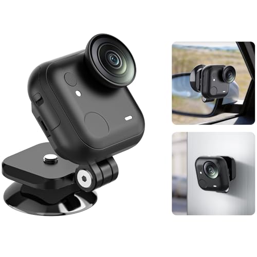 AMAZEAR Magnetic Mount for Insta360 GO Ultra Accessories Insta 360 Magnet & Suction Holder 2-in-1 Adapter Bracket Quick-Release Adjustable Aluminum Metal Base Stand Ultra-Thin Black