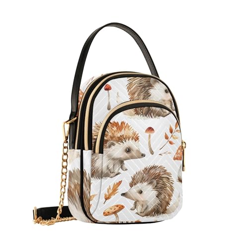 Cute Hedgehogs Mushroom Shoulder Handbag Women Quilted Chain Wallet Cell Phone Purse Cute Zipper Designer Bowler Tote2
