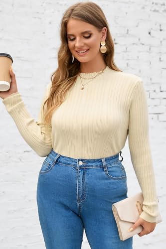 Image of OUGES Womens 2024 Spring Summer Tops Basic Slim Fit Sweaters Turtleneck T Shirts Business Casual Outfits