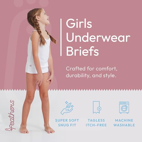 Feathers Solid White Snug Tagless Super Soft Cotton Underwear - Girls Underwear Briefs Panties 5-Pack (White)2
