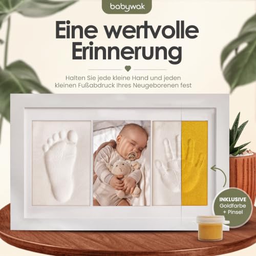Babywak Baby Abdruckset Hand und Fuß aus Ton mit 3-in-1 Bilderrahmen – Ansicht 2