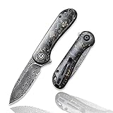 CIVIVI Elementum Folding Pocket Knife for Men, 2.96' Damascus Blade Folder with Low Profile Pocket...