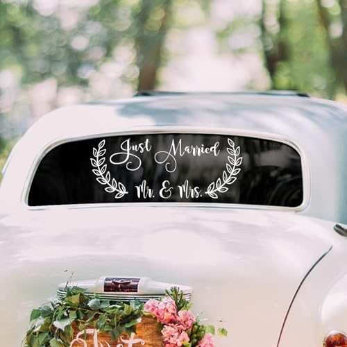 Autocollant pour voiture « Just Married » - Décoration de voiture - Pour lune de miel et mariage...
