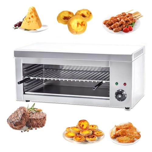 Glowdora Horno Tostador Profesional Eléctrico De Pared/Sobremesa 2000w: Salamandra para Parrillar Carnes, Pescados O Tostar Pan, Temperatura 50-300°C, Construcción En INOX