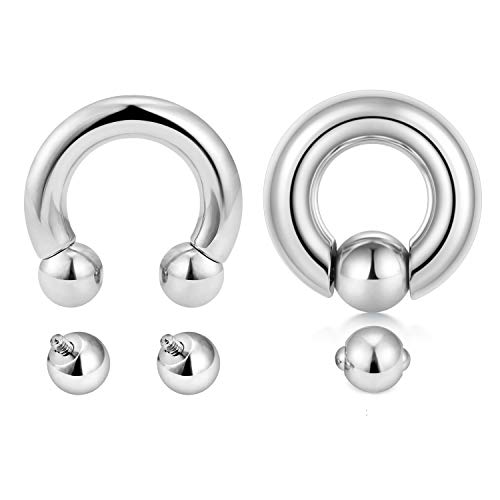 Mayhoop 2pcs Internally Threaded Circular Barbells Horseshoe Piercing & Captive Bead Rings 12G-00G with Replacement Balls 316L Surgical Steel Body Piercing Jewelry Mayhoop 2pcs Internally Threaded Circular Barbells Horseshoe Piercing & Captive Bead Rings 12G-00G with Replacement Balls 316L Surgical Steel Body Piercing Jewelry