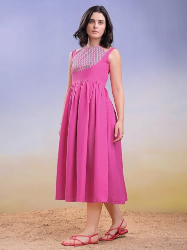 Image of PURVAJA Women's Midi Cotton Blend Dress (Floe-246-250)