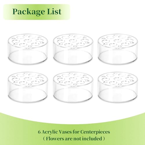 Hewory Acrylic Flower Vases for Centerpieces Round Large Clear Floral Vase with Holes, Short Box Arranger Bulk Low Base Holder for Wedding Birthday Party Events Home Dining Table Decor - Image 8