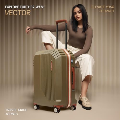 Image of uppercase Vector (Medium) 65cm, Check-in Sustainable Trolley Bag, Hardsided Anti-Scratch 8 Wheel Double Spinner Luggage, TSA Lock & Anti-Theft Zippers, Suitcase for Unisex, 2000 Days Warranty (Brown)