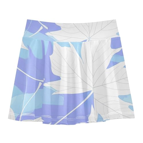 Joisal Girls Skorts Athletic Shorts Toddler Tennis Skirts Kid Teen School Maple Leaves Pastel Blue Light White 3t