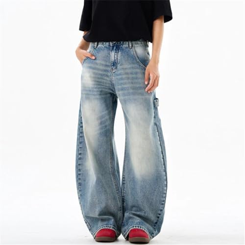 Men’s Fashionable High-Waisted Jeans, Distressed Ripped, Loose Fit Street Denim Pants4