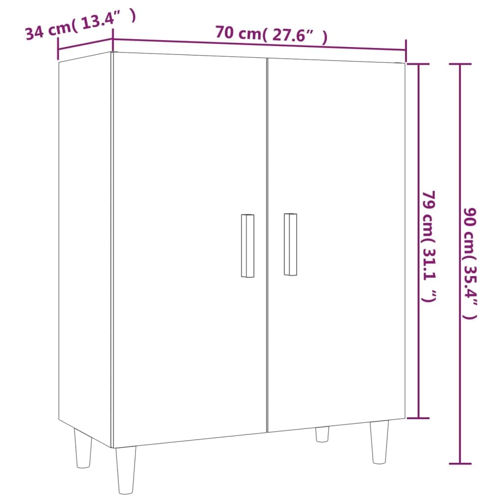 vidaXL Buffet Armoire de Rangement Organisateur de Maison Meuble de Rangement Armoire de Salon Intérieur Gris Béton 70x34x90 cm Bois d'Ingénierie