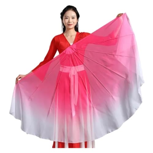 Voile d'éventail en mousseline grande taille dégradée avec poignée flexible pour danse x2