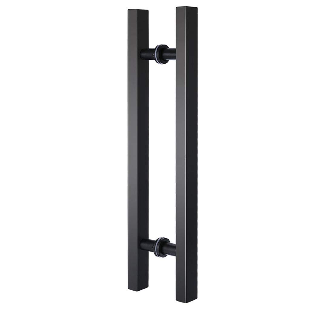 Poignée carrée en acier inoxydable noir mat pour grande porte en bois