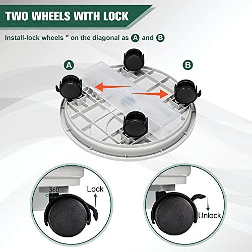 Tongzhi 3Pcs 13Inch Plant Caddy With Built-In Water Container And 4 Wheels, Garden Rolling Planter Trolley With Wheels, Plant Stand With 2 Lockable Wheels, Load Capacity 130 Lbs #TOP2