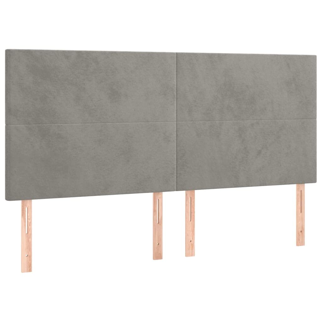 Testiera per Letto 160 cm Imbottita in Velluto Grigio Chiaro