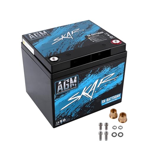 Image of Skar Audio 12V AGM 750 Amp 50Ah High Performance Car Audio Battery with Terminals | SK-BATT50AH