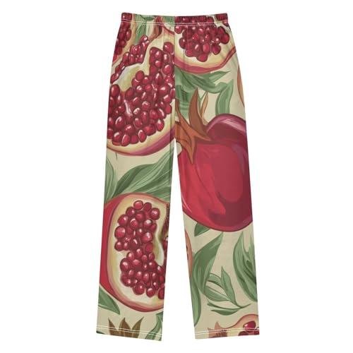 Pomegranate with Leaf Boys Long Pants Soft Trousers Elastic Waist Kids Lounge Bottoms with Pockets S-XL2