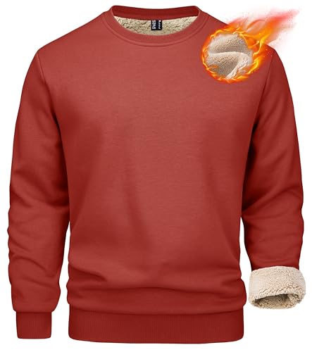 MAGCOMSEN Mens Sherpa Pullover Warm Winter Sweatshirt Crewneck Fleece Cotton