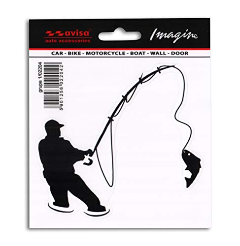 Angler 1/02204 Autoaufkleber Autotattoo Angelsport Fischer 12x11cm Schwarz